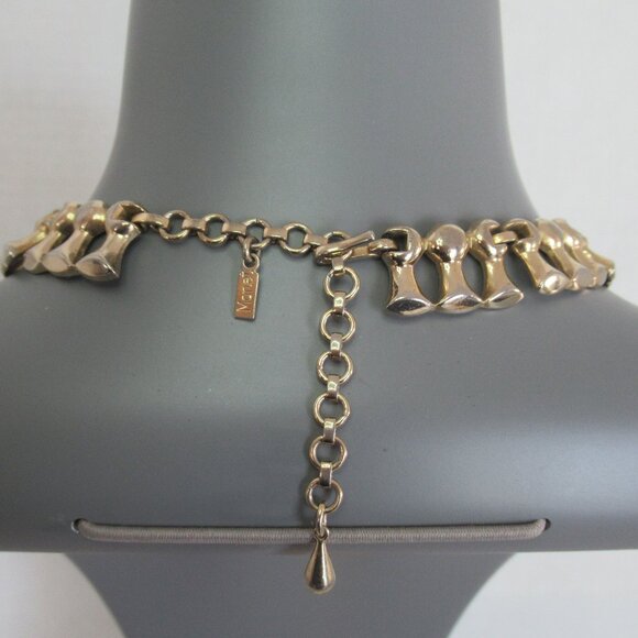 Vintage MONET Gold Tone Tassel Link Choker Necklace Statement Necklace 16" - Picture 7 of 10